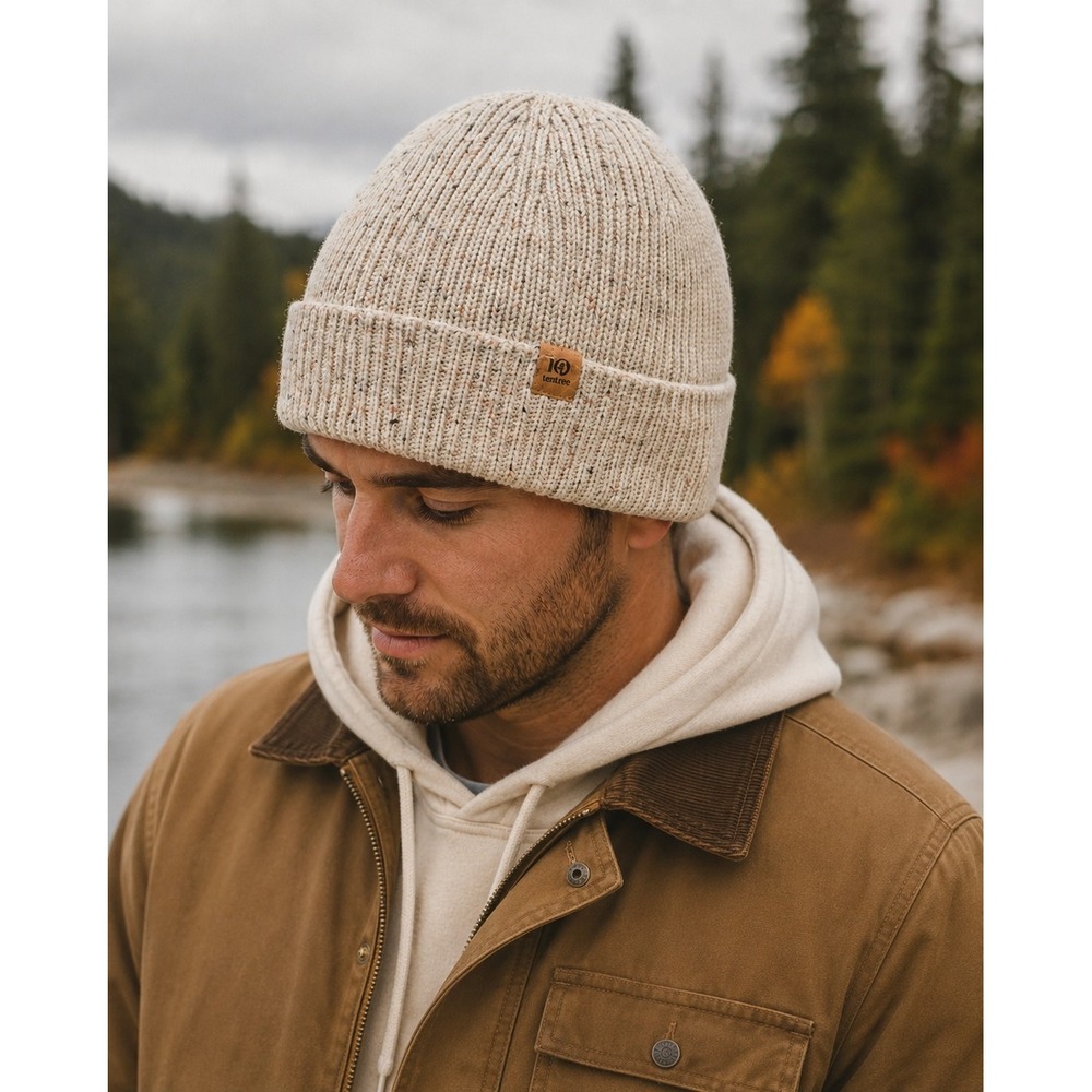 Men's Classic Knit Beanie Sherpa Lining Bundle Of 2 Khaki/Green Winter Outdoor